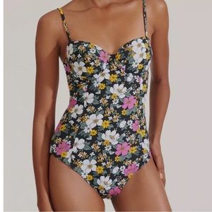 Veronica Beard Womens Black Bridge Underwire One Piece Swimsuit Size Medium